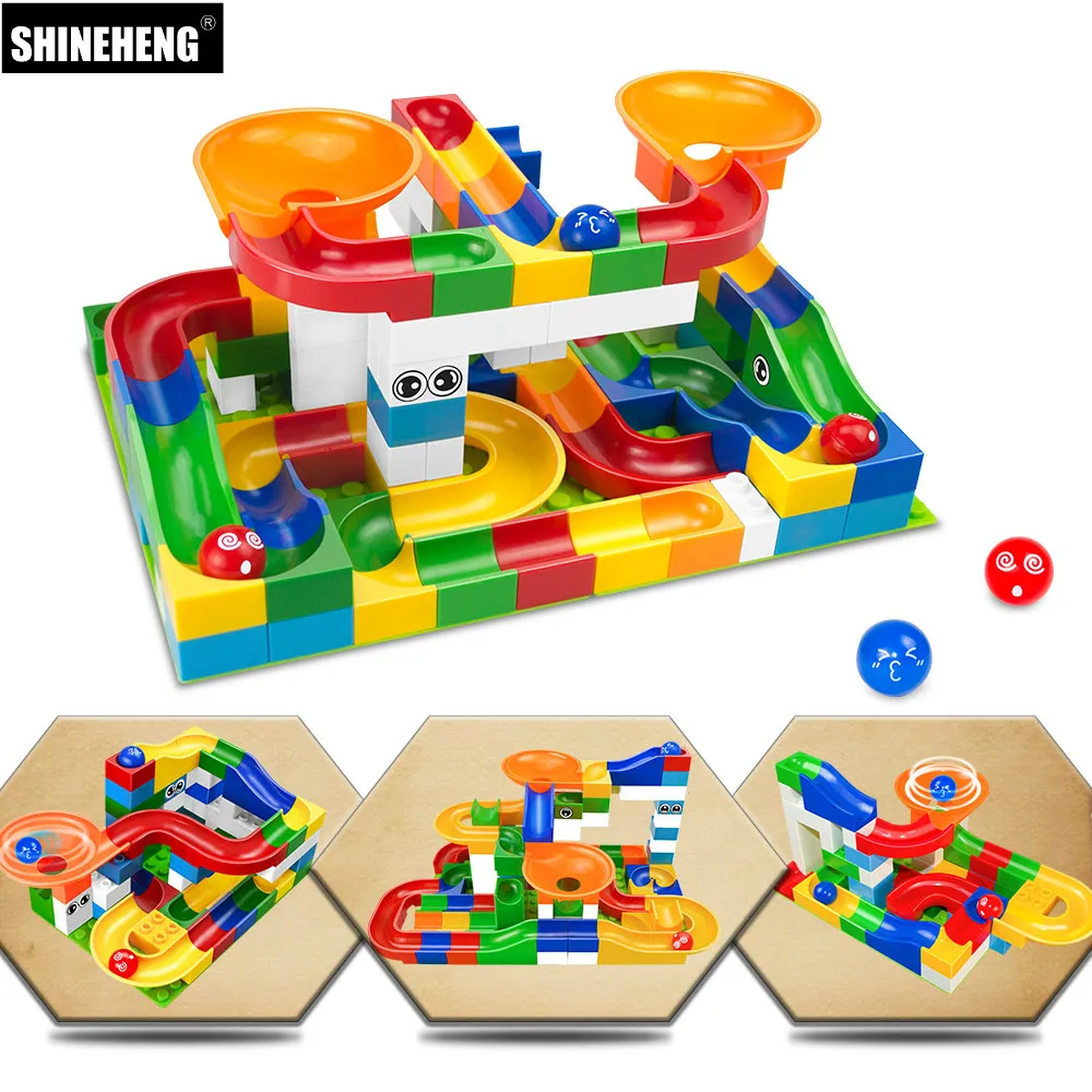 52Pcs Marble Race Run Building Blocks Big Size Educational Bricks Maze