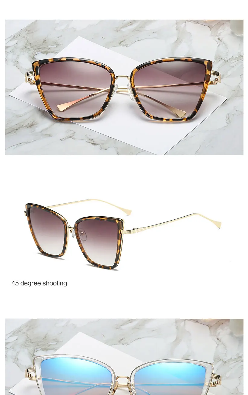 rose gold sunglasses 2022 New Brand Designer Cateye Sunglasses Women Vintage Metal Glasses For Women Mirror Retro Lunette De Soleil Femme UV400 sunglasses for women