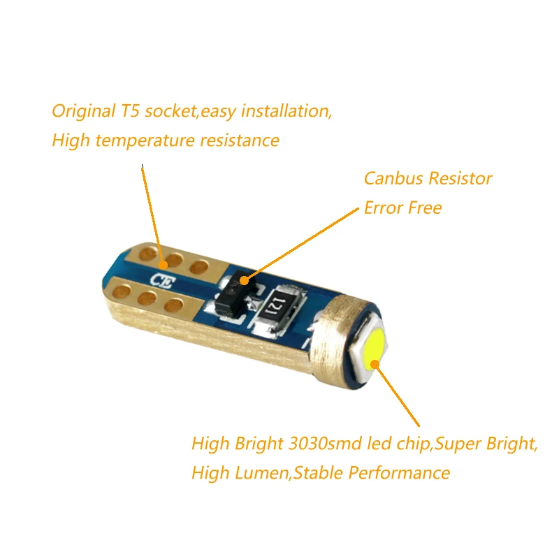 10x T5 3030 SMD led подсветка приборной панели автомобиля манометр инструмент боковой