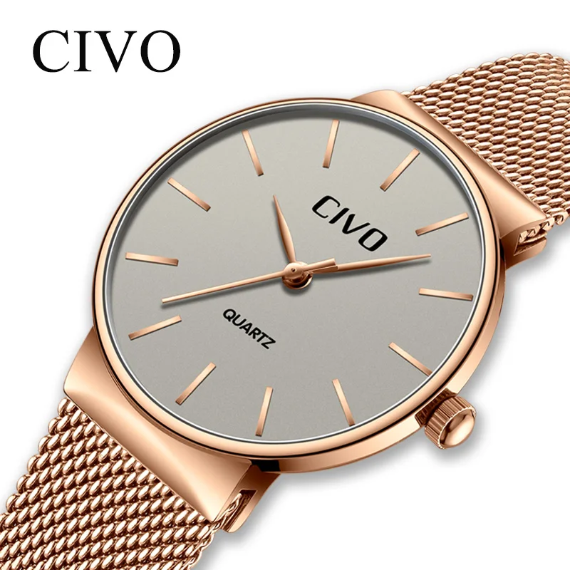 

CIVO Luxury Fashion Watch Women Waterproof Mesh Strap Quartz Watches Ladies Casual Wrist Watch Girl Clock Reloj Relogio Feminino