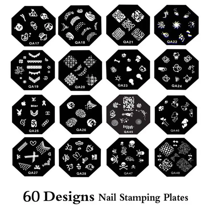 

1-30 Series nail art stamping plates Nail Polish Print 60 Designs Manicure Template Stencil Makeup Tools