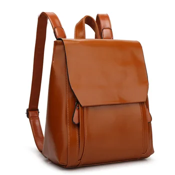

Aosbos Women Leather Backpack Oil Wax School Bag Vintage Waterproof Female Bag Pack 2019 Fashion Versatile Travel Backpacks