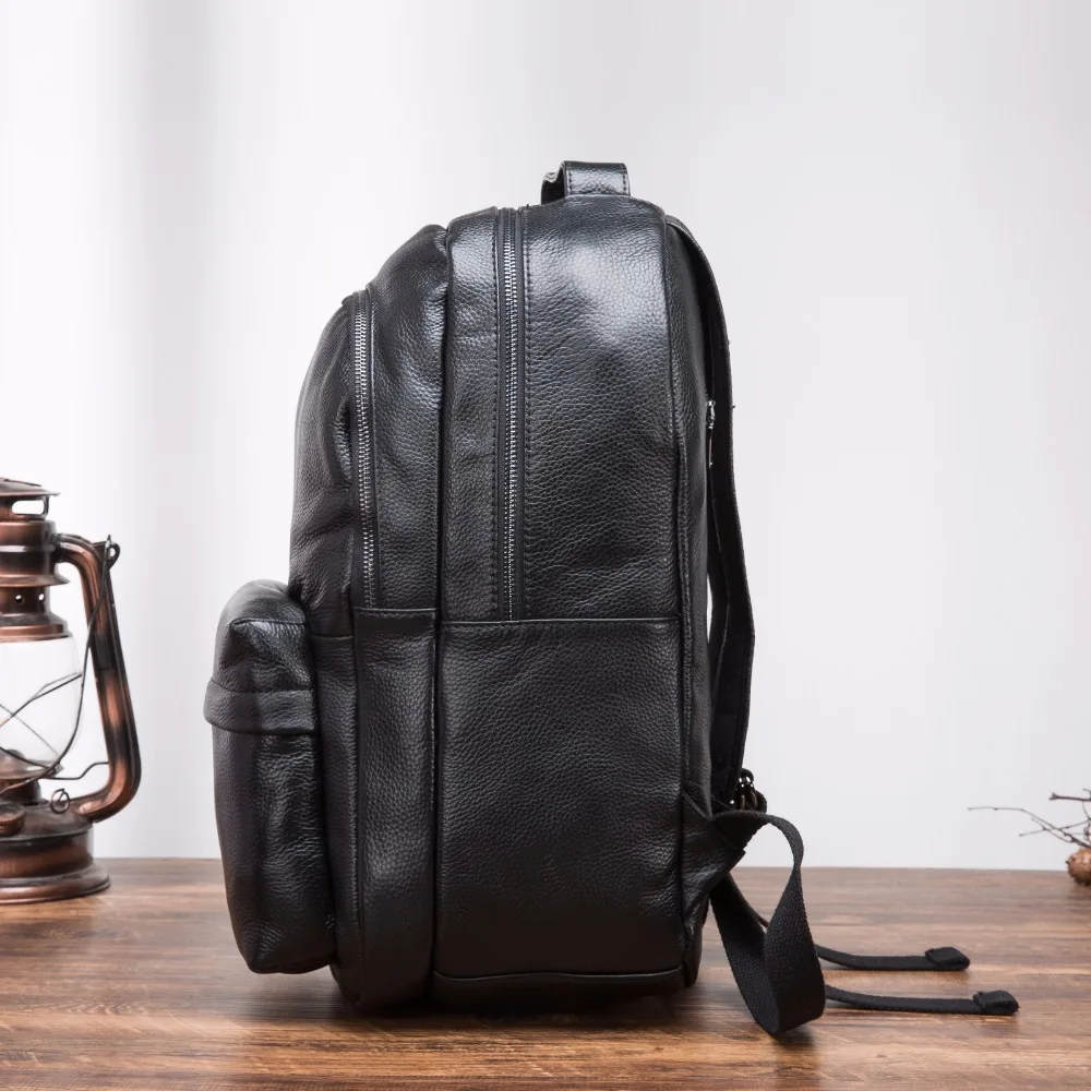 Men Original Leather Design Casual Travel Bag Male Fashion Backpack Daypack College Student School Book 17" Laptop Bag BB335