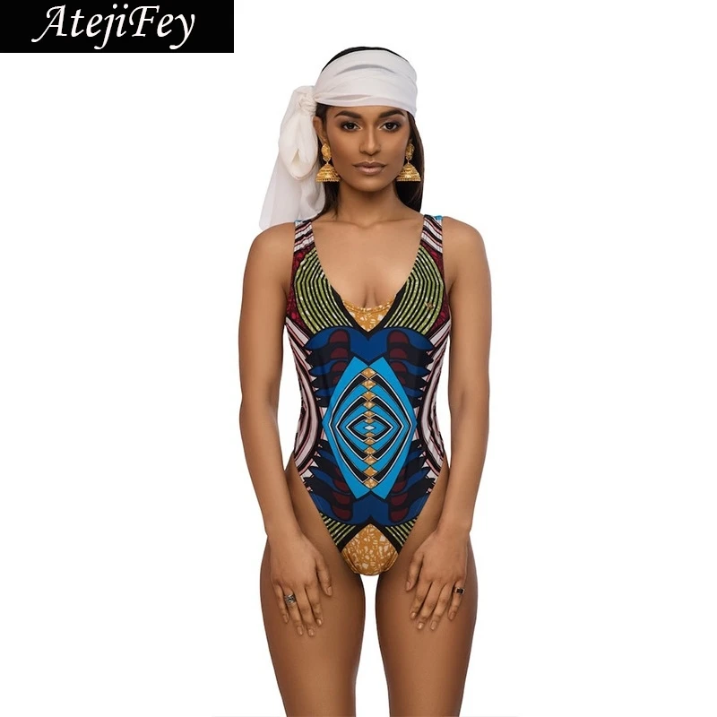 

Sexy Africa printed Tribal style Bikini Backless Swimsuit Women Ethnic Floral Bikini Bathing Suit Swimwear Beachwear Monokini