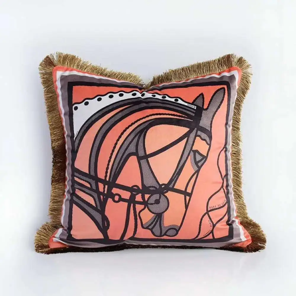 Подушка с лошадью, роскошная бархатная наволочка для подушки, декоративная наволочка для дивана - Цвет: 1