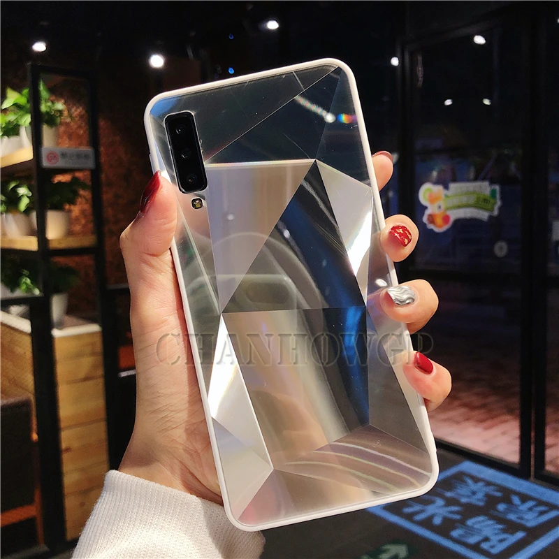 3D зеркальный чехол для samsung Galaxy A50 A30 A40 A10 A20 A70 M10 M20 M30 A7 A750 роскошный чехол s Мягкий чехол из ТПУ с узором Fundas - Цвет: Серебристый