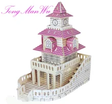 3 D Wool Puzzle Children Building Model Wooden Magic Small Log Castle Cabin House Toys Gift For Construction