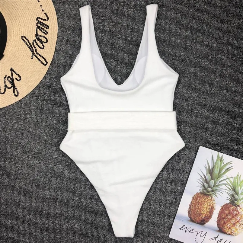 Women One-Piece Women V-Neck Solid Volor Jumpsuit Push-Up Beach  Bandage Sexy Push Up Padded Clothes Sujetador 40MA19 (3)