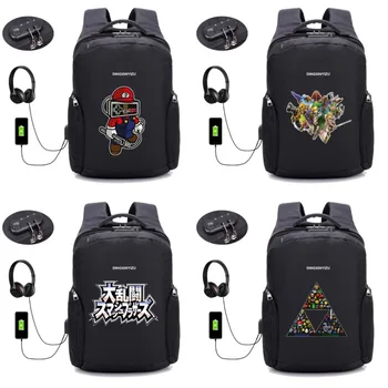 

Hot anime super smash bros backpack student book bag Anti-theft Travel Backpack USB Charging men women Laptop backpack 10 style