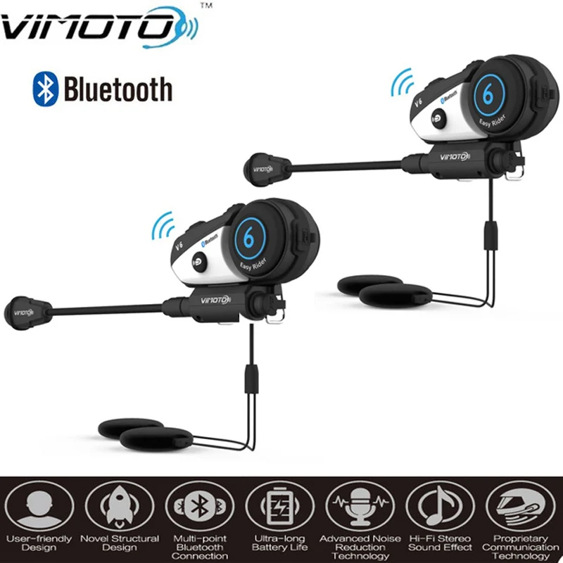 Easy Rider 2 szt. Vimoto marka V6 wielofunkcyjny 2-drożny radiotelefon BT Interphone kask motocyklowy zestaw słuchawkowy Bluetooth do interkomu Easy Rider 2 szt. Vimoto marka V6 wielofunkcyjny 2-drożny radiotelefon BT Interphone kask motocyklowy zestaw słuchawkowy Bluetooth do interkomu
