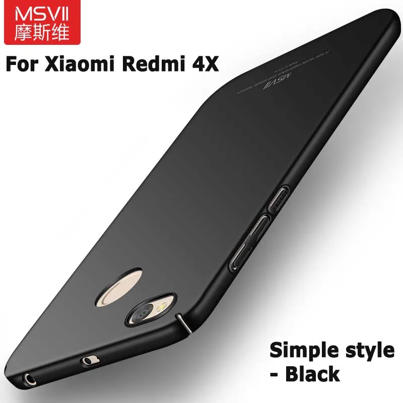 Для Xiaomi Redmi 4x Чехол MSVII Xiaomi 4x Pro Чехол Тонкая матовая задняя крышка Xiomi Redmi 4x твердый PC чехол для Xiaomi Redmi 4 X чехол s - Цвет: Simple black