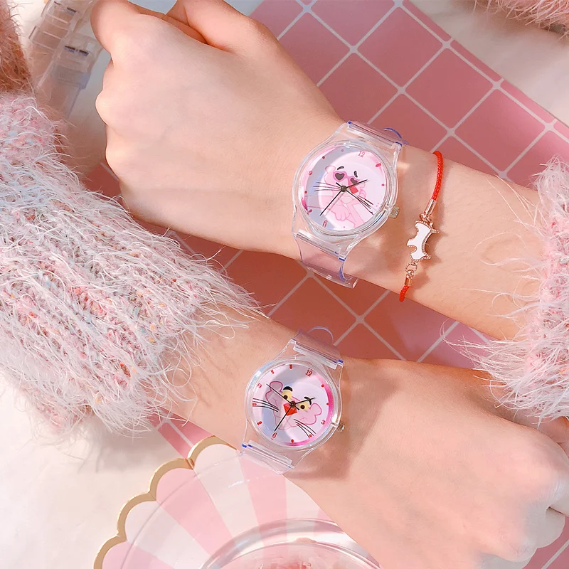 Топ бренд прозрачные розовые Пантеры женские часы браслет модные женские наручные часы женские спортивные часы zegarek damski