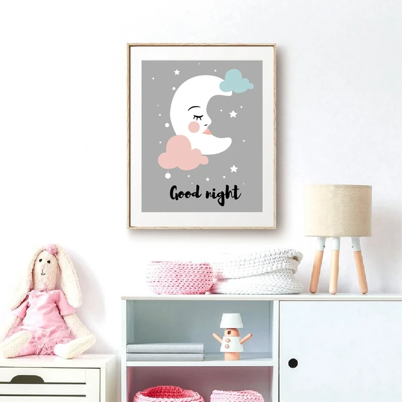 moon poster print kids room decor