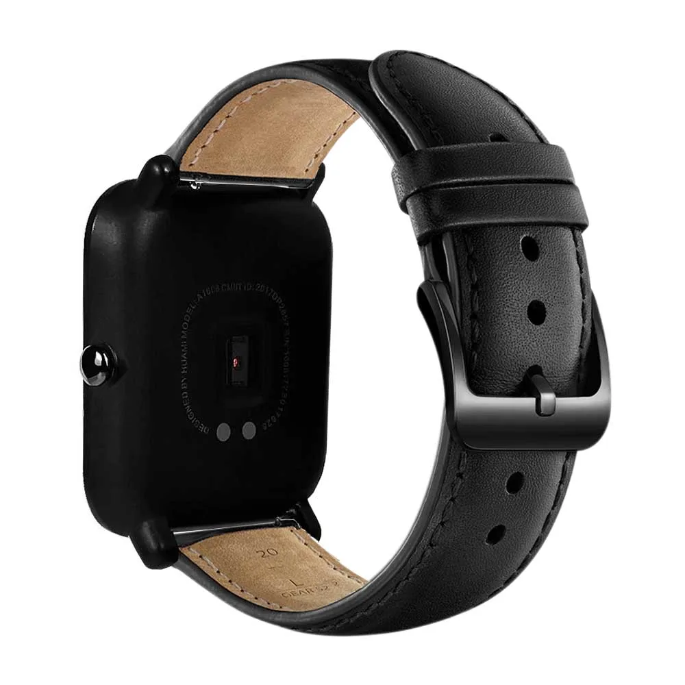 DKPLNT черная Пряжка натуральная кожа для Xiaomi huami Amazfit Bip BIT PACE Lite Молодежные часы ремешок фитнес-браслет