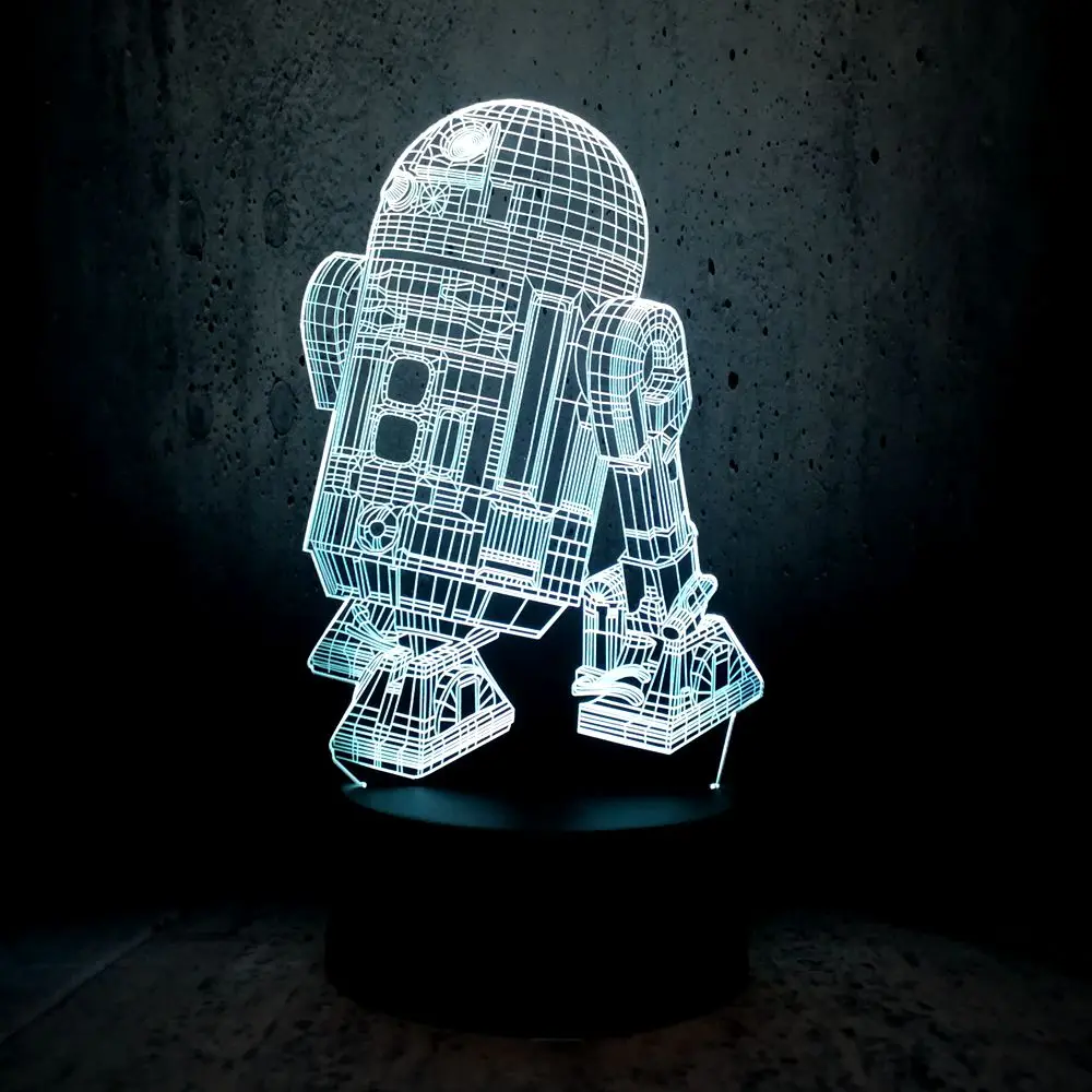 Новинка 3D военный корабль из Звездных войн робот R2 D2 лампа 7 цветов меняющий