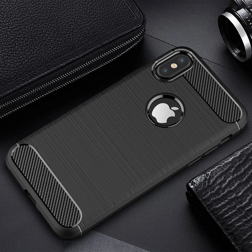 cheap L FADNUT Vintage Carbon Fiber Phone Case For Apple iPhone X Xr Xs Max High Protective Cover For iPhone 8 7 6 6S Plus Slim Capa