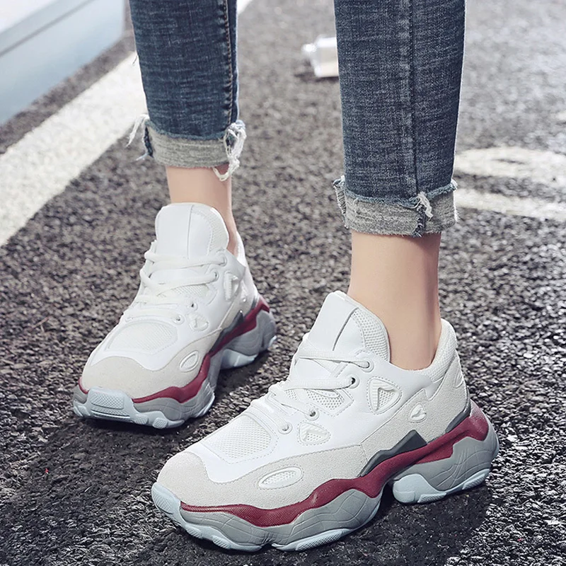 

HEE GRAND 2019 Spring Sneakers Women Platform Flats Slip On Loafers Cross-tied Lace-Up Round Toe Lady Casual Flat Shoes XWD7494