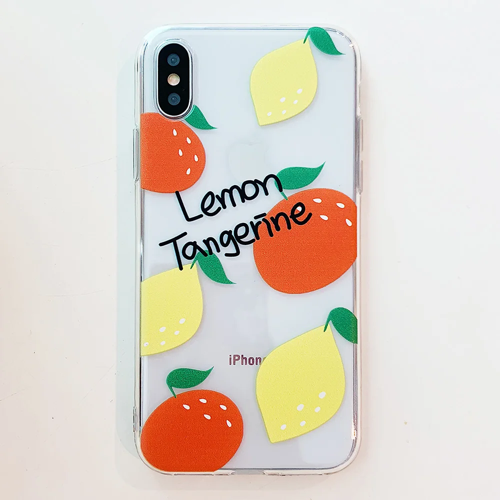 KIPX1106B_1_JONSNOW Clear Soft Case For iPhone 6S 7 8 Plus X XR XS Max Delicious Fruit Pattern Ultra-thin Transparent Silicone Back Cover