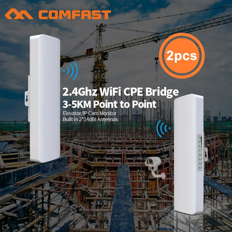 

2pcs 2.4G 300Mbps Outdoor CPE Wireless Bridge Wi fi Repeater Amplifier Point to Point Wifi Transmission 3-5km Nanostation Router