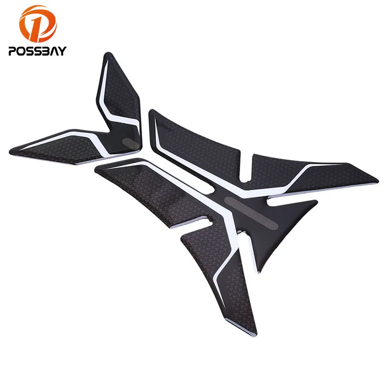 POSSBAY 3D Carbon Fiber Universal Motorcycle Gas Oil Fuel Tank Pad