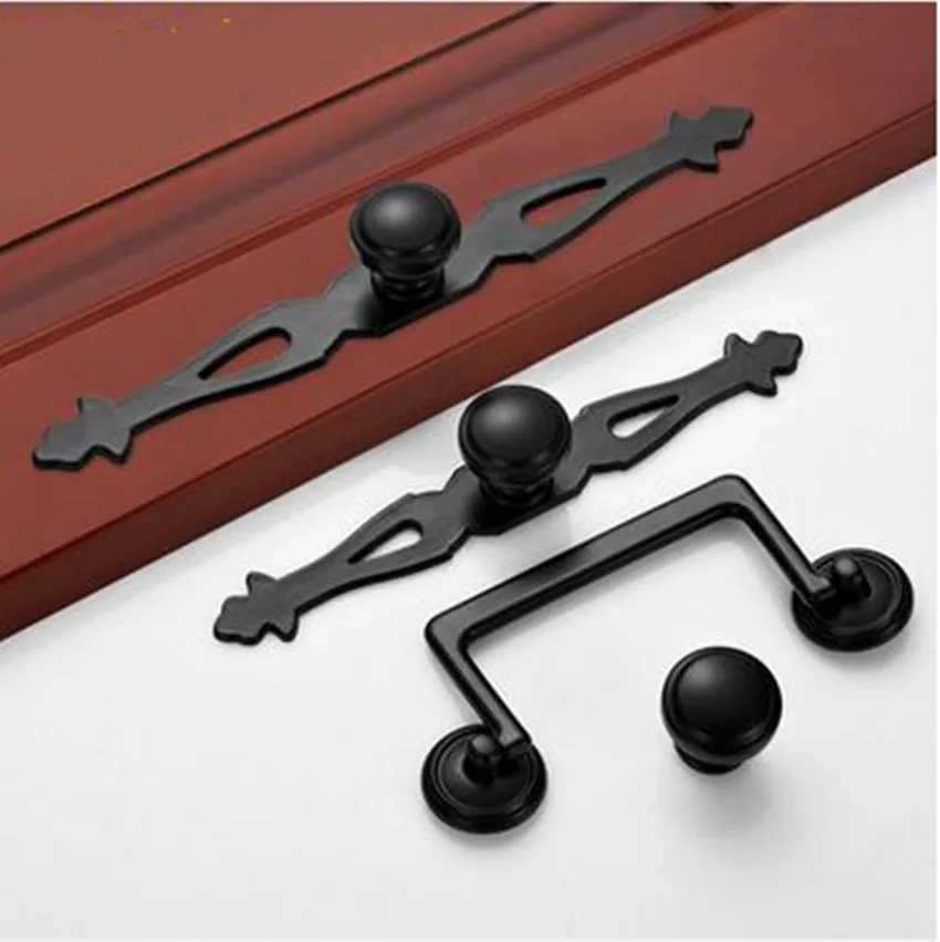 Modern Simple Black Furniture Handles Black Wardrobe Dresser Door