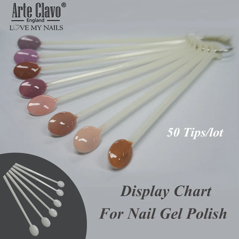 

Arte Clavo False Display Tips Nail Art 50 PCS/Lot UV Nail Tips For Manicure Sticker DIY UV Gel Varnish Display Color Chart