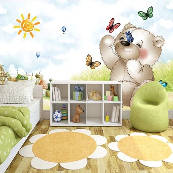 

Custom Mural Wallpaper Papel De Parede 3D Cartoon Naughty Bear Children's Room Bedroom Non-woven Printed Wallpaper Murals 3D
