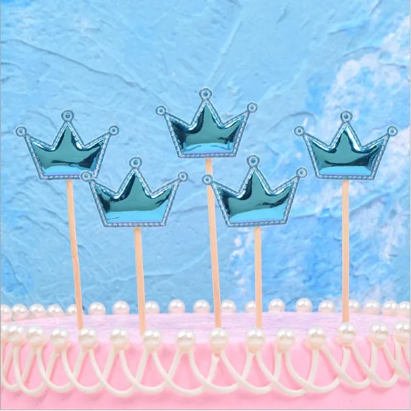 5 шт. Микки и Минни Маус головы Топпер для торта флажки для кексов подарок на день рождения для мальчиков - Цвет: Blue Crown