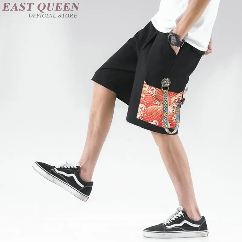 

Male Shorts 2019 Summer Mens Hemp Clothing Cotton Linen Pocket Cargo Short Pants Chinese Style Men Hiphop Shorts KK2858