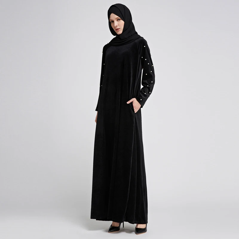 Зимнее Vestido abaya халат Дубай Арабский Кафтан мусульманский бархат хиджаб платье Катара Кафтан Абая для женщин турецкая исламская одежда