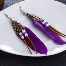 

2018 creative New Bohemia Feather Beads Long Design Dream Catcher Earrings for Women Jewelry#30