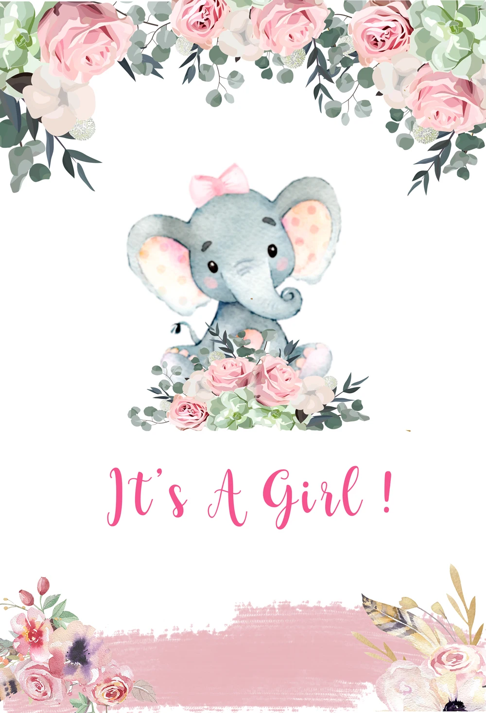 Its a Girl Set of 5 Vinyl Elephants Elephant Baby Room,Elephant Baby ...