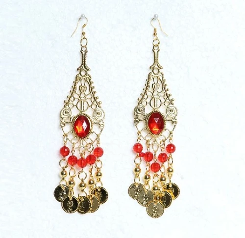 Танцевальная одежда Болливуд ювелирные изделия для танцев серьги золотые индийские аксессуары и украшения - Цвет: Red