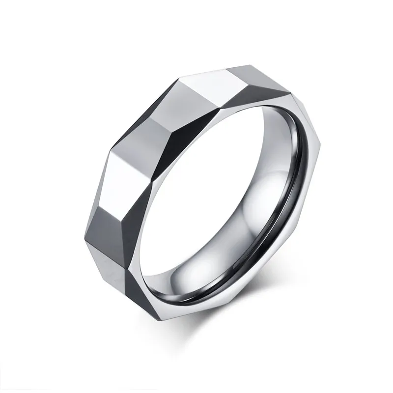  Mprainbow 5.5mm Mens Wedding Bands Rings Metal Tungsten Carbide Multi faceted Design Ring for Men F