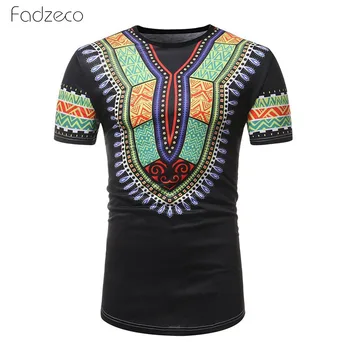 

Fadzeco 2019 African Top For Men Dashiki Round Neck Ethnic Pattern Men Shirt Short Sleeve Fashion Casual Tops African Clothes