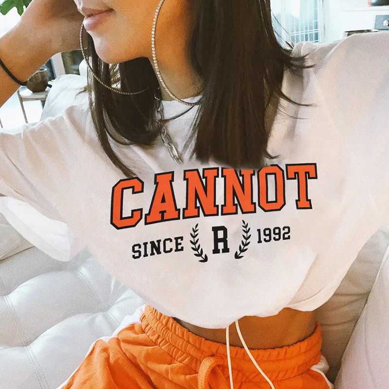 

Fashion T-shirt White 2019 Summer Women's Hem Drawstring Closed Mouth Loose Printed Short Paragraph Bottoming Shirt Cotton