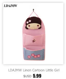 LDAJMW Linen Cartoon Monkey Embroidery 1-4 Pockets Wall Hanging Storage Bag Children Room Organizer Pouch