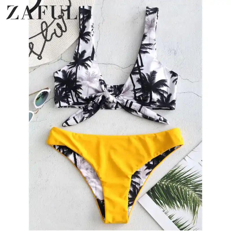 black and white palm tree swimsuit