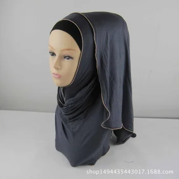 

High Quality Chain Edges Women Scarf Scarves Cotton Jersey Shawl Muslim Hijab Turban Female Headscarf Islam Accessories 50*170cm
