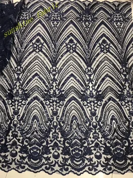 

100% polyester high quality tulle lace fabric With sequins