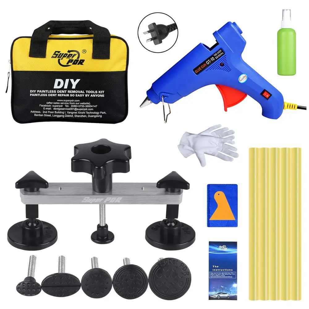 

Super PDR Tools Paintless Dent Repair Tool Auto Dent Pulling Bridge Hot Adhesive Glue Stick For Glue Gun AU Plug & Tools Bag Set