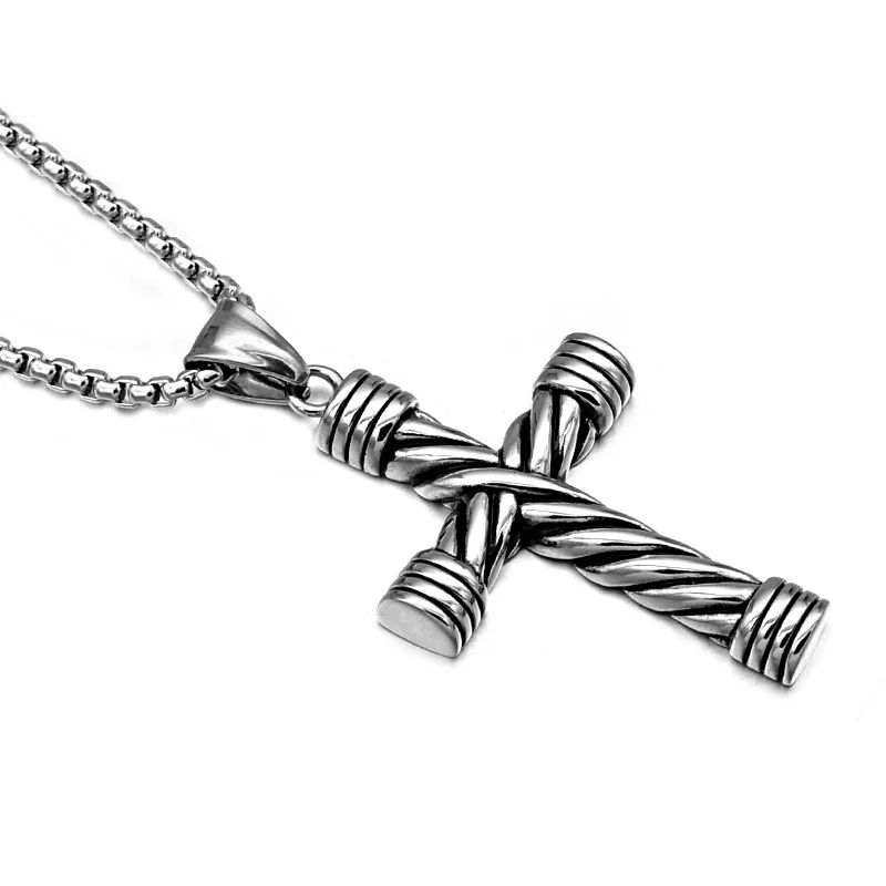 ヒップホップ/ロッククロスペンダントネックレスの男性のギフトトレンディステンレス鋼男性クリスチャン宗教ギフトstainless steel