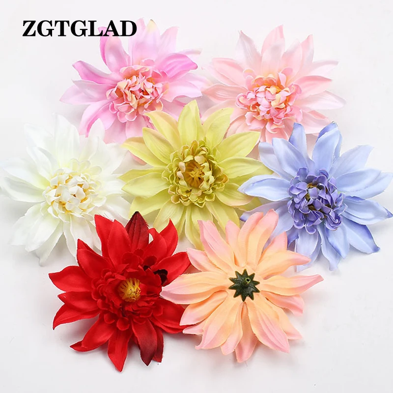 5pcs Silk Dahlia Peony Flower Artificial Flower Autumn Vivid Leaves Diy