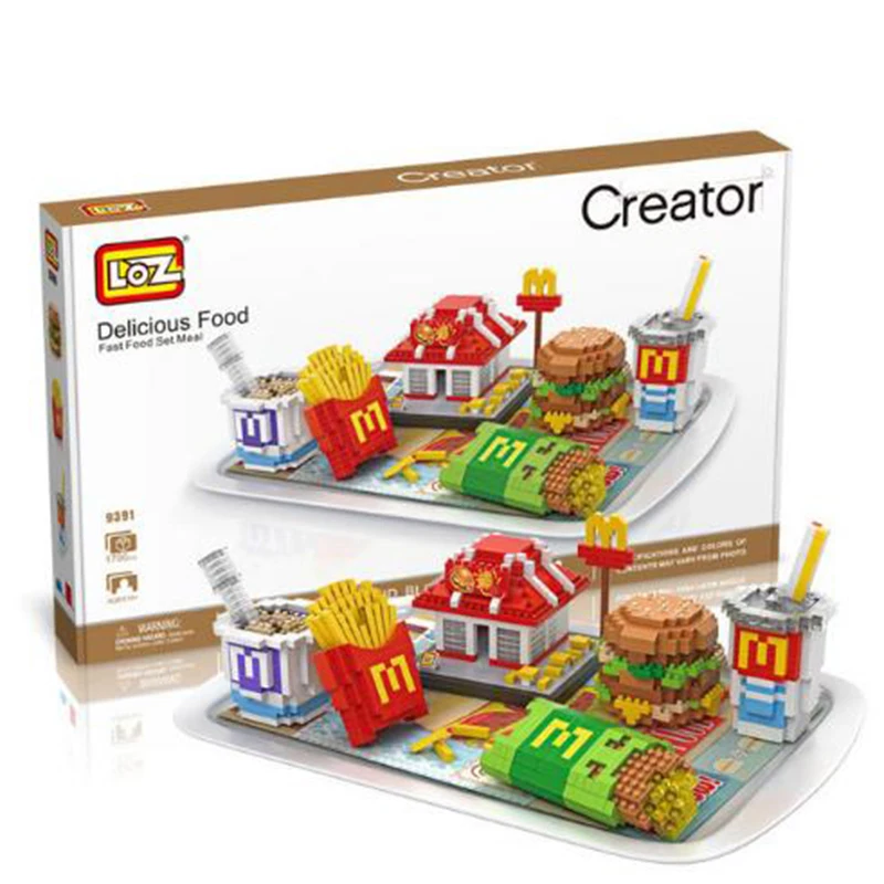 

LOZ Diamond Blocks Fast Food Set Meal Building Block Food Fries Hamburgers Assembly Model Nano Bricks Micro Blocks Toys DIY 9391