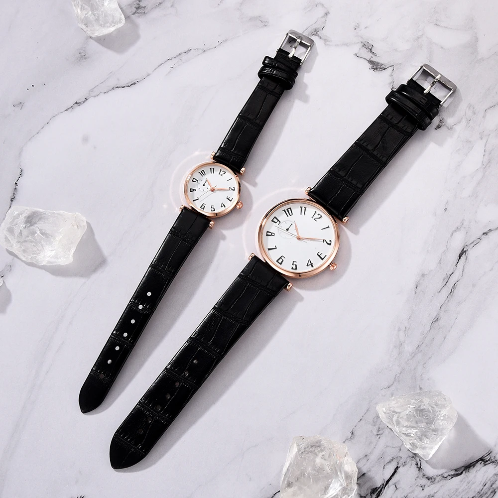 Пара часов любовника в подарок часы модные часы унисекс кожаный ремешок аналог кварцевые женские наручные часы Mujer