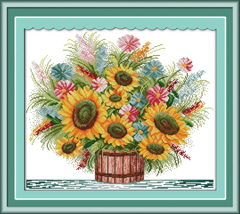 

Flower Cross Stitch Kits 11CT Printed 14CT Cross Stitch Set DIY Chinese Cotton Cross-stitch Counted Embroidery Needlework