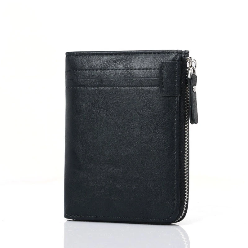 

High Quality Small Wallet for Men Vintage PU Leather Coin Purses Credit Card Holder Pocket Purses Male Casual Zipper Clutch Bag