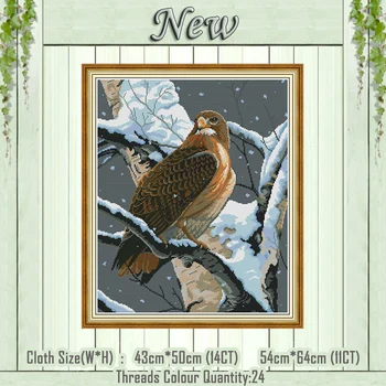 

The falcon in the tree animal diy painting counted print on the canvas DMC 11CT 14CT kits Cross Stitch Embroidery needlework Set