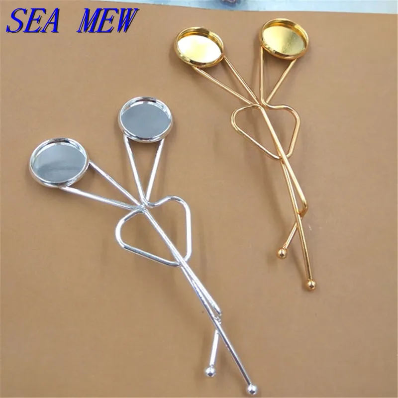 

Fit 12mm Round Cabochon Silver Gold-color Barrettes Base Twist Hair Clips Bobby Pins Blank Tray Setting For Jewelry Making