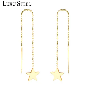 LUXUSTEEL Different Shape Ear Line Link Chain Earrings Gold/Silver Color Drop Earring Mujer Accessories Trendy Long Jewelry
